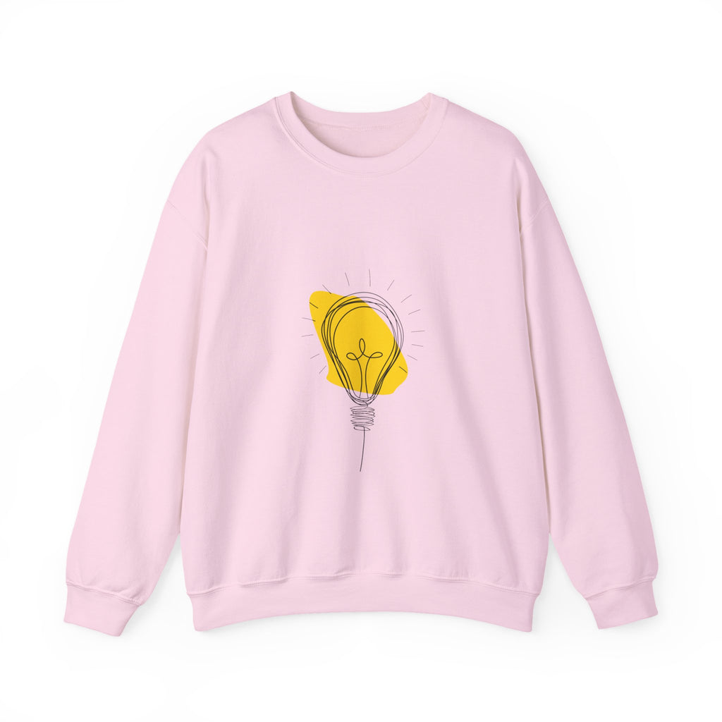 Lightbulb Sketch Crewneck Sweatshirt — Minimalist Yellow Idea Graphic