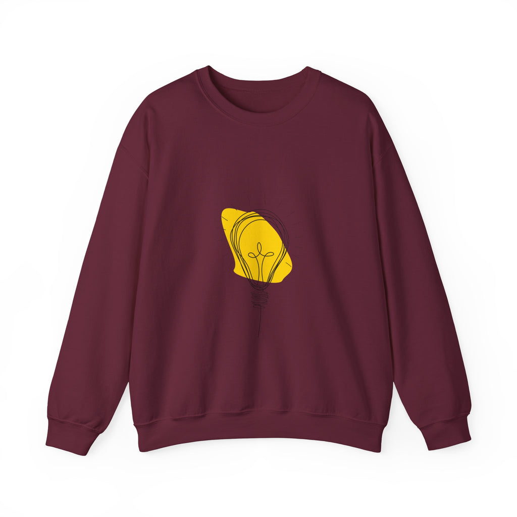 Lightbulb Sketch Crewneck Sweatshirt — Minimalist Yellow Idea Graphic