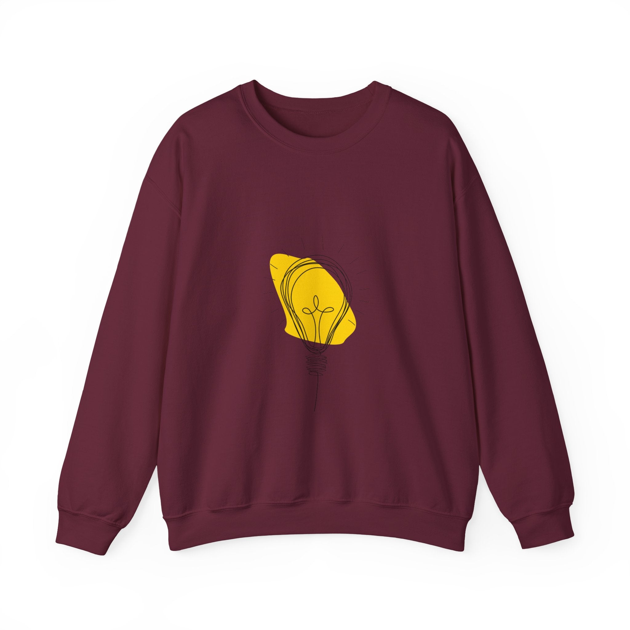 Lightbulb Sketch Crewneck Sweatshirt — Minimalist Yellow Idea Graphic