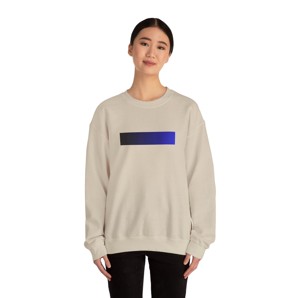 Minimal Gradient Bar Crewneck Sweatshirt — Modern Blue-to-Black Graphic