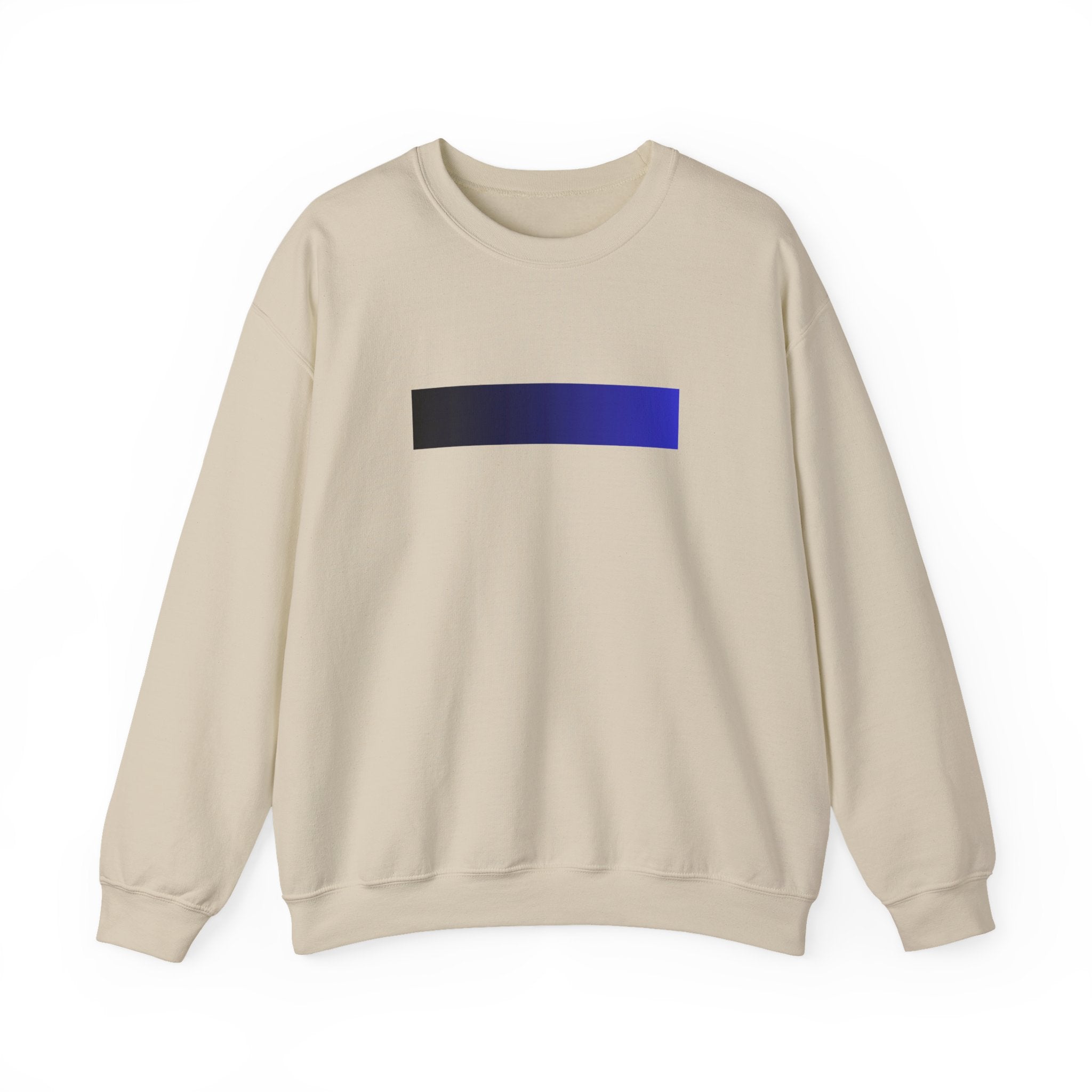 Minimal Gradient Bar Crewneck Sweatshirt — Modern Blue-to-Black Graphic