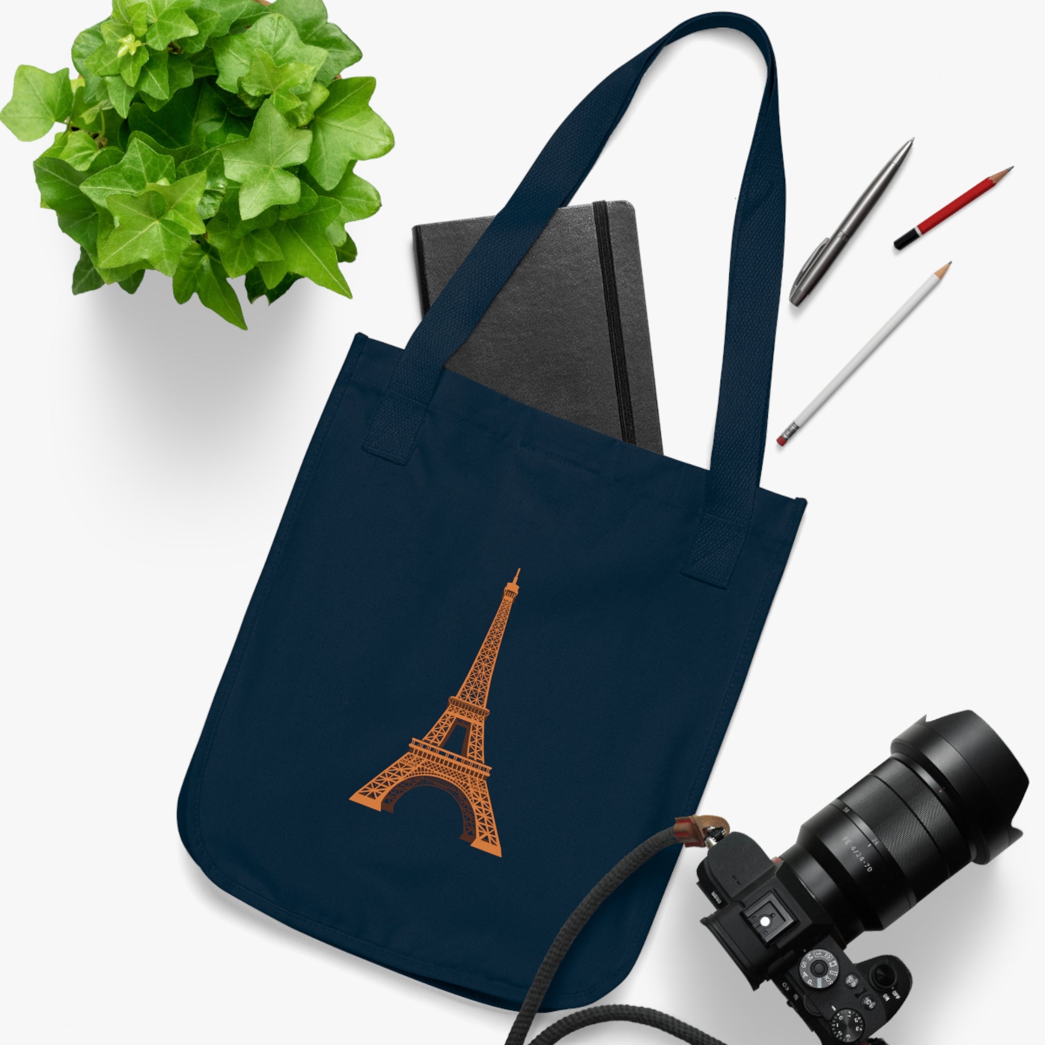 Eiffel Tower Canvas Tote — Organic Cotton Paris Travel Bag