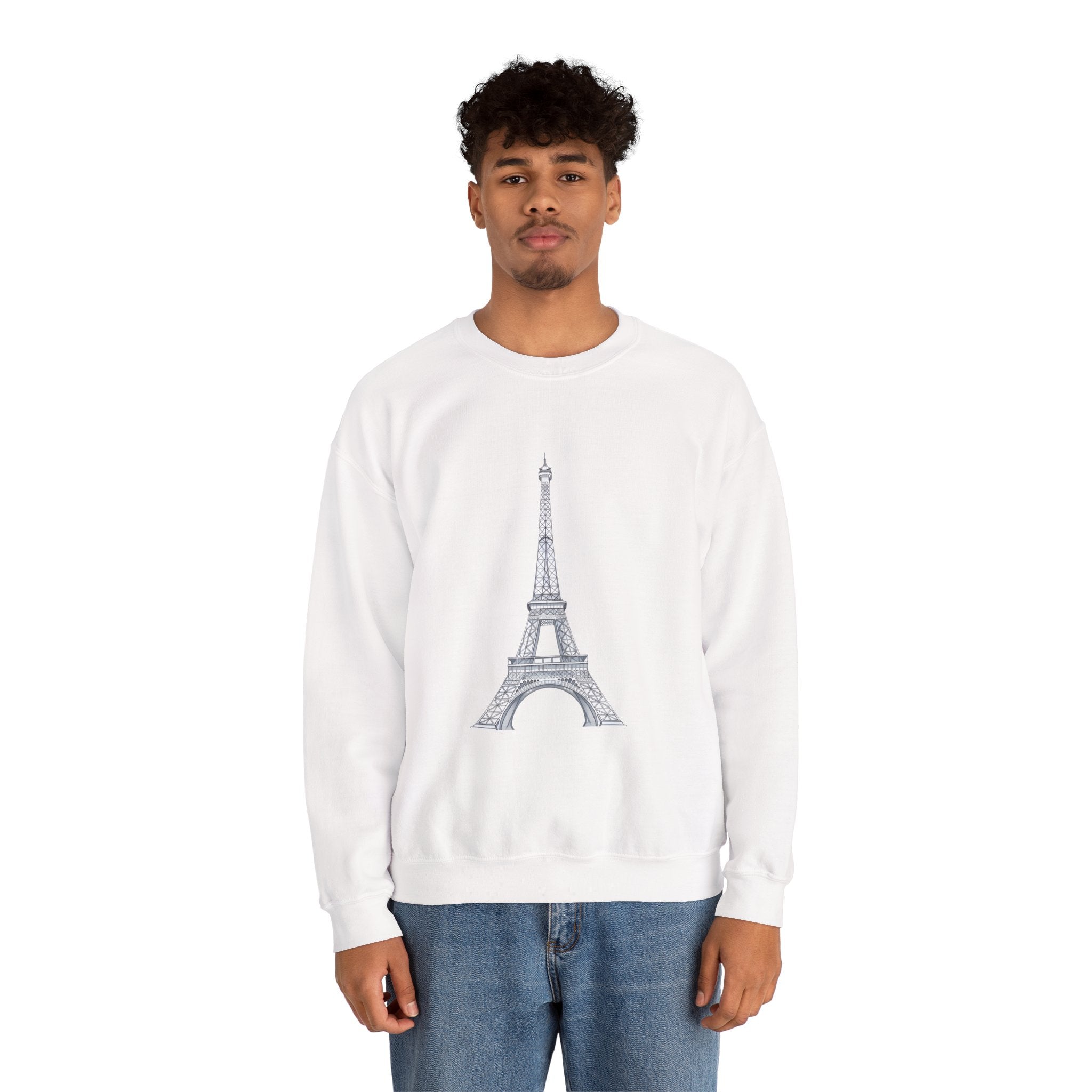 Eiffel Tower Graphic Crewneck Sweatshirt – Paris Skyline Pullover