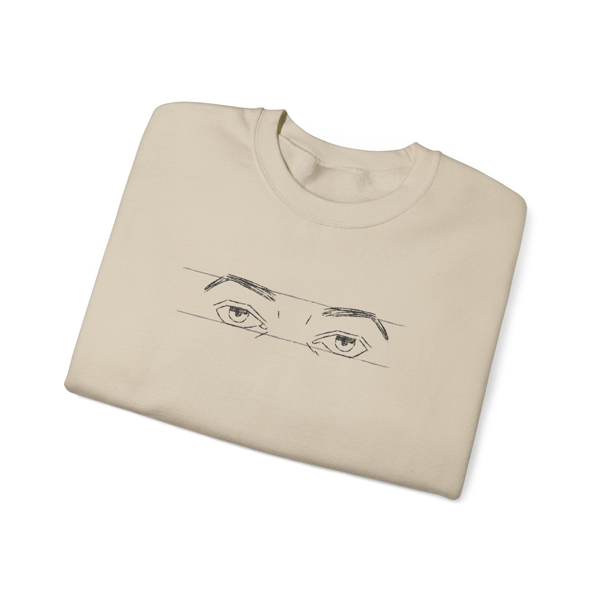 Crewneck Sweatshirt — Minimal Line Art Eyes Graphic
