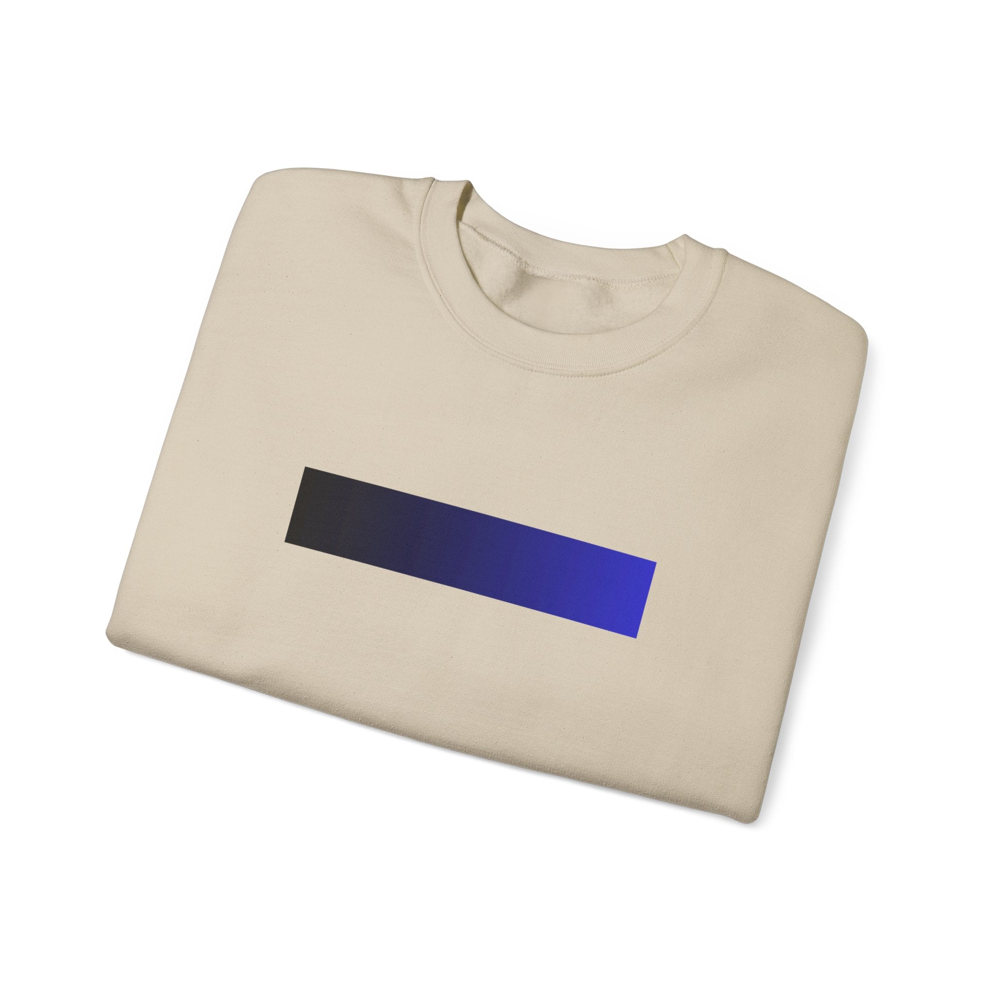 Minimal Gradient Bar Crewneck Sweatshirt — Modern Blue-to-Black Graphic