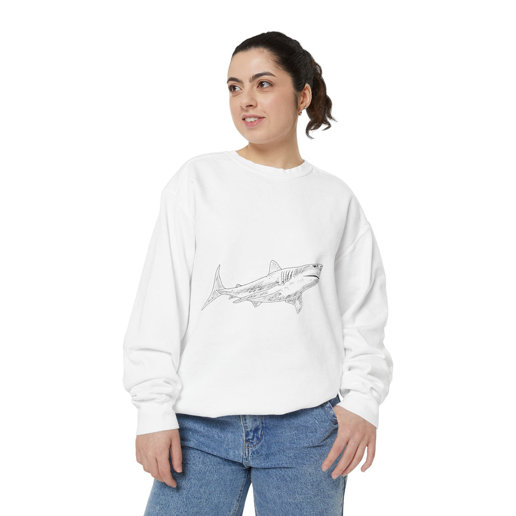 Shark Sketch Sweatshirt — Minimal Ocean Graphic Pullover