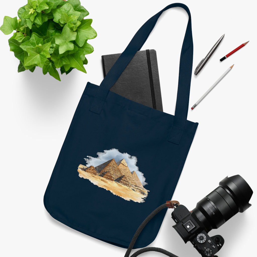 Canvas Tote Bag — Watercolor Pyramids Travel Tote (Egypt Pyramid Illustration)