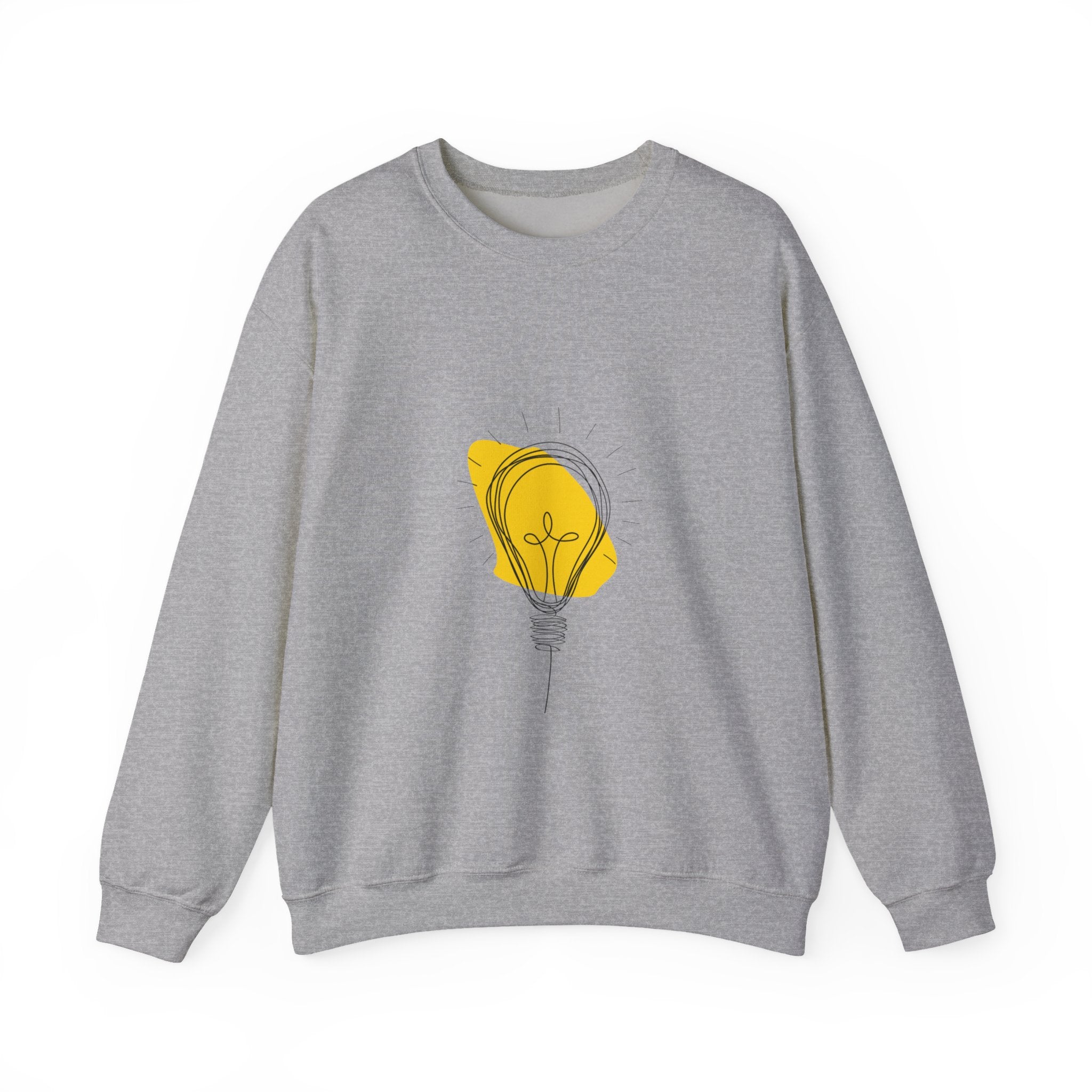 Lightbulb Sketch Crewneck Sweatshirt — Minimalist Yellow Idea Graphic