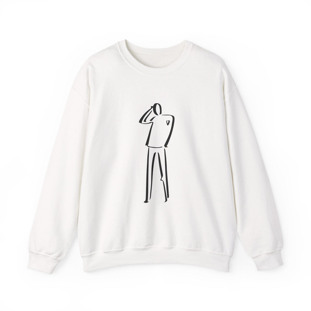 Minimalist Line Art Sweatshirt — Abstract Standing Figure Crewneck