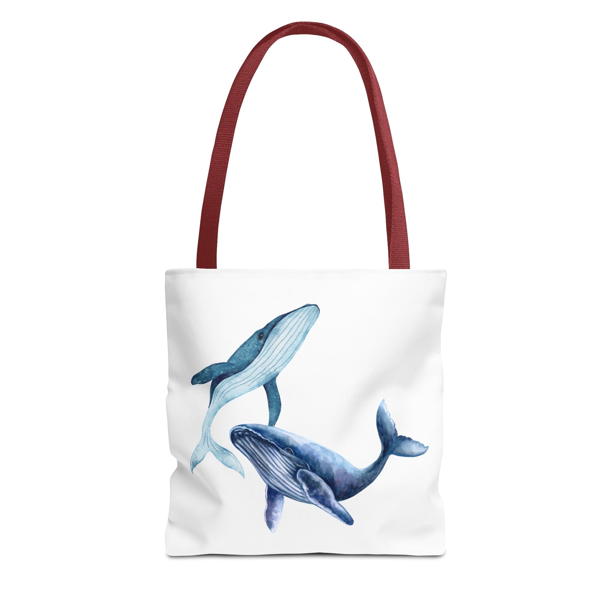 Whale Duo Tote Bag — Blue Ocean Watercolor Beach Shopper