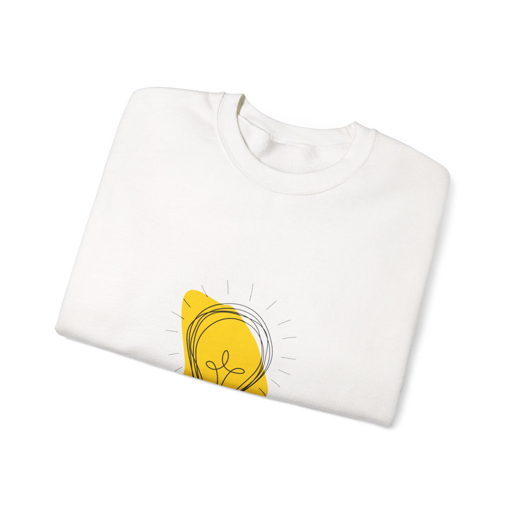 Lightbulb Sketch Crewneck Sweatshirt — Minimalist Yellow Idea Graphic