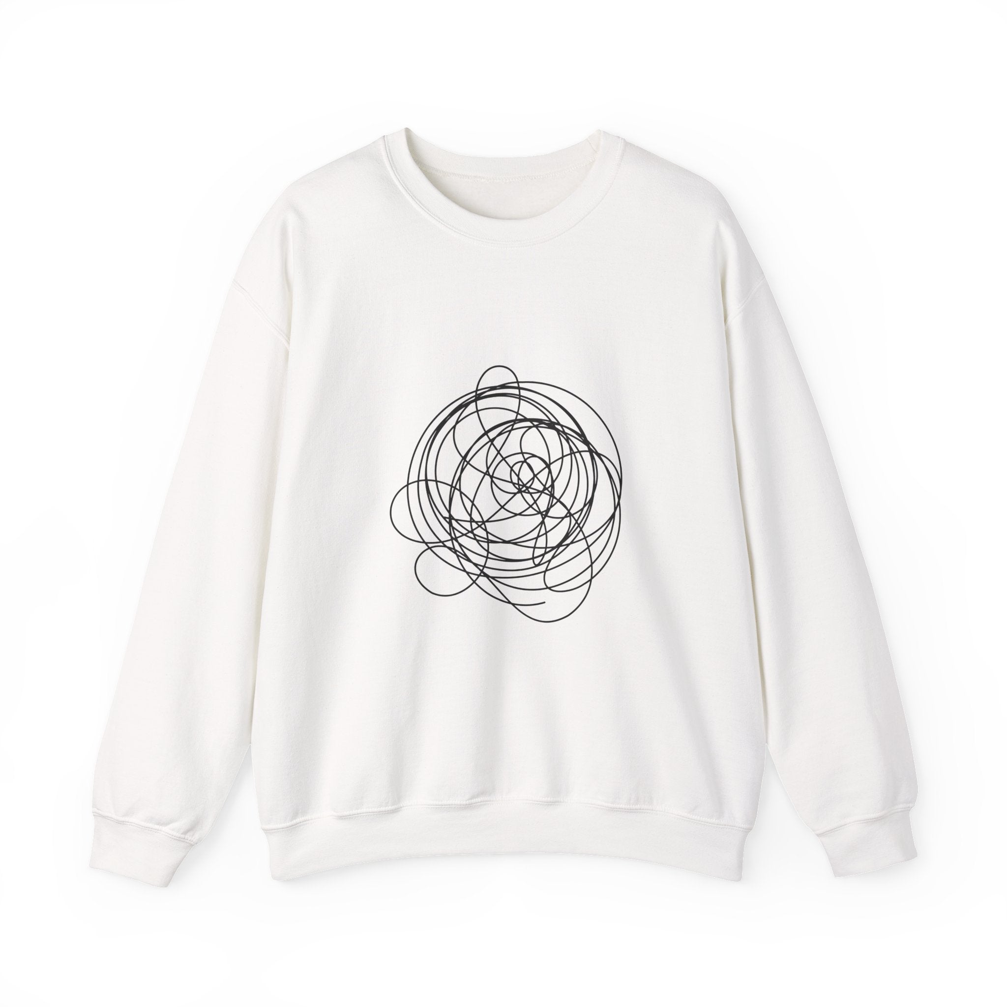 Abstract Scribble Crewneck Sweatshirt — Minimal Line Art Pullover