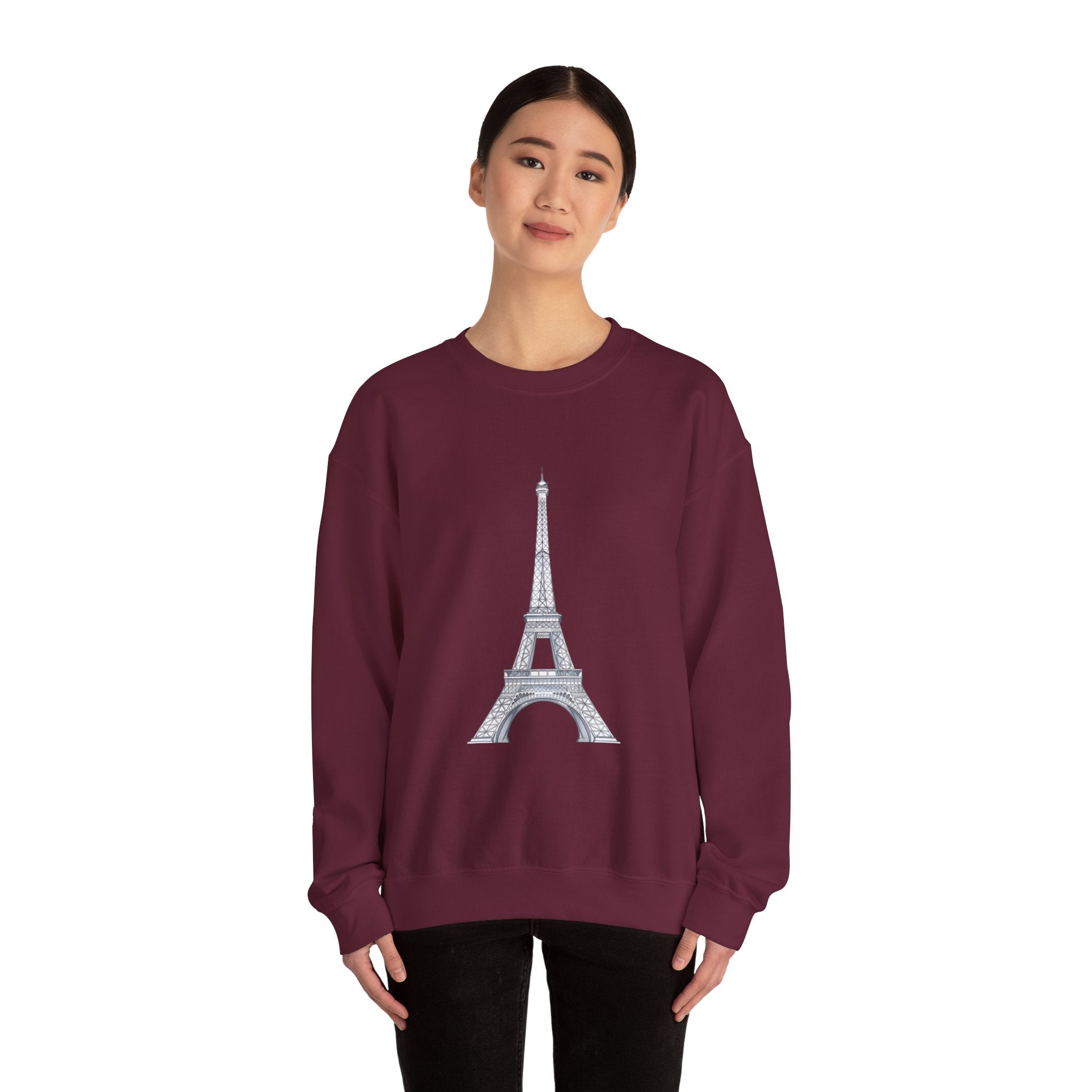 Eiffel Tower Graphic Crewneck Sweatshirt – Paris Skyline Pullover