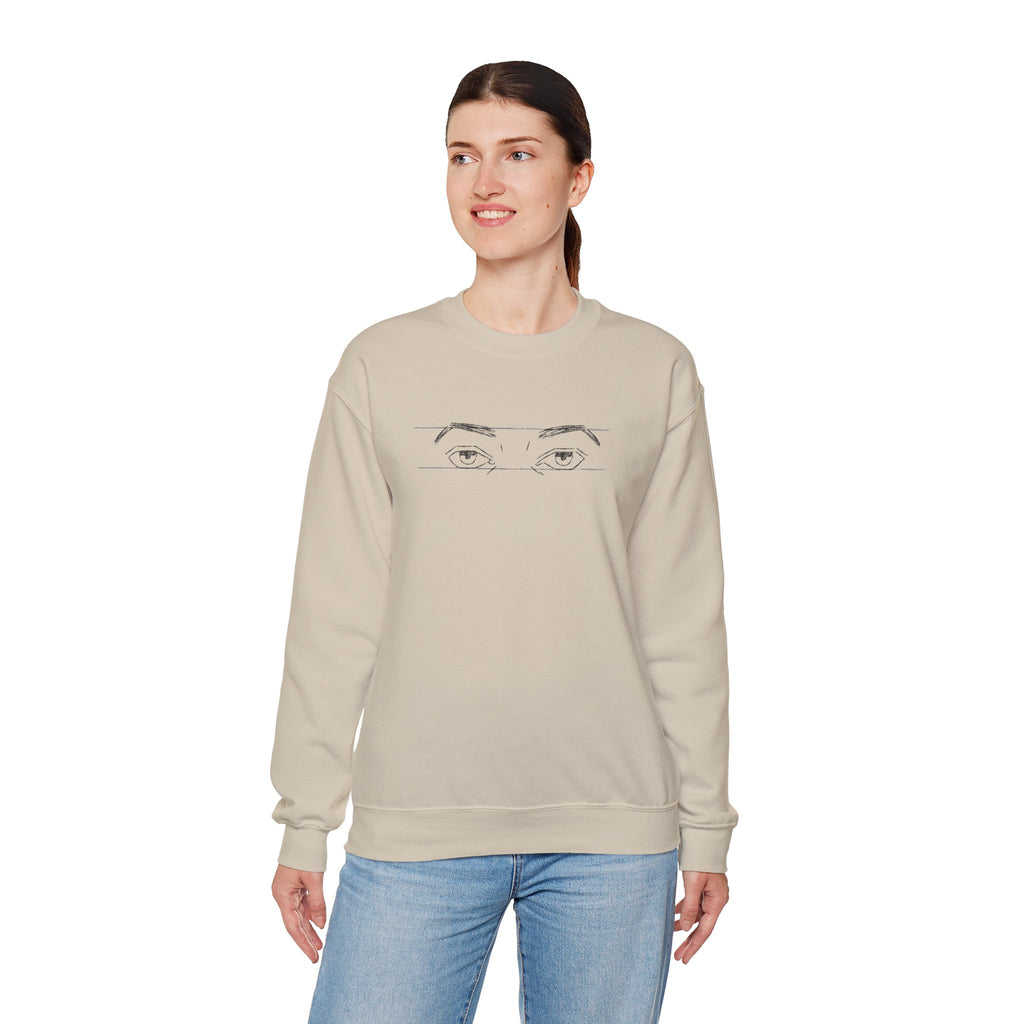 Crewneck Sweatshirt — Minimal Line Art Eyes Graphic