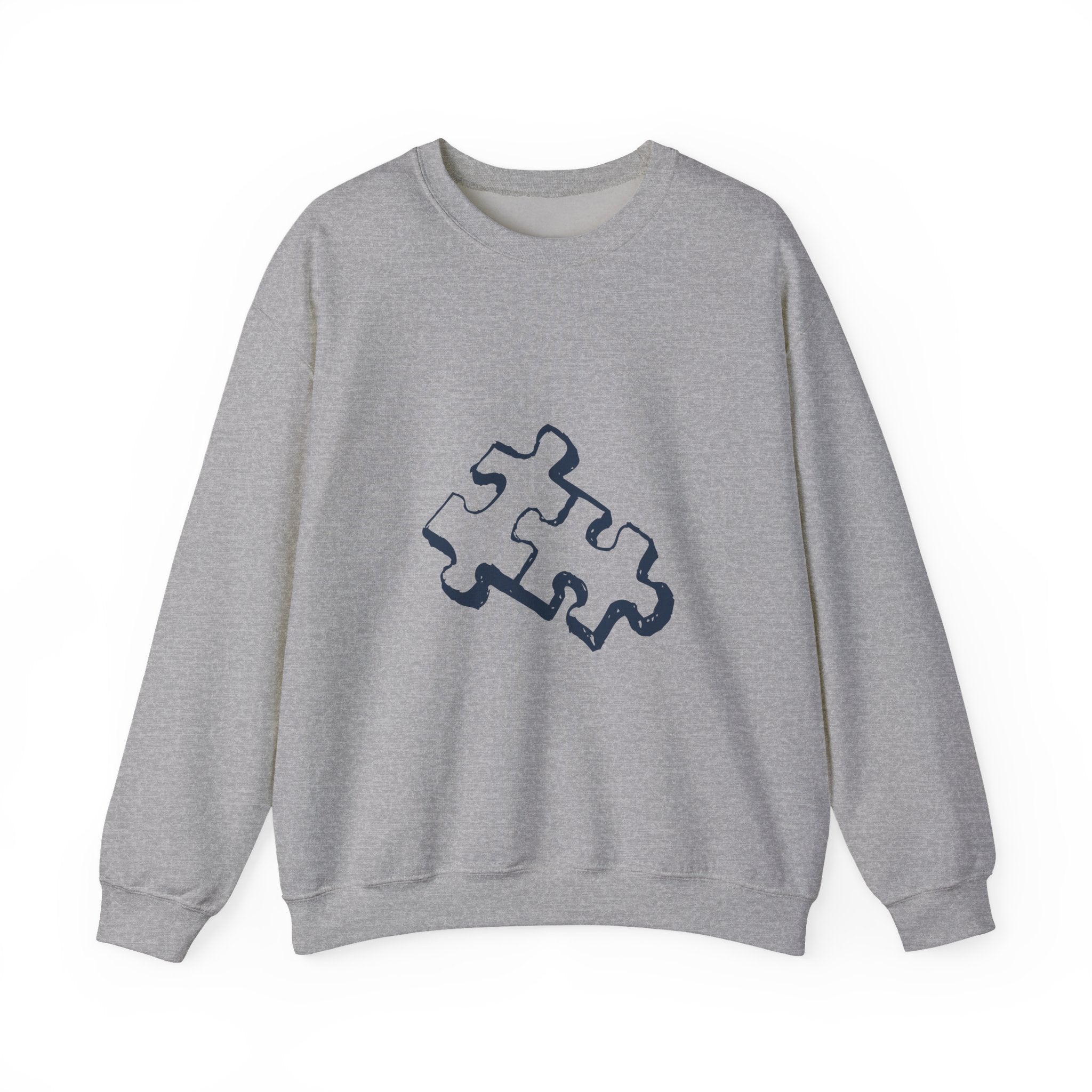 Puzzle Piece Crewneck Sweatshirt — Minimalist Jigsaw Graphic Pullover