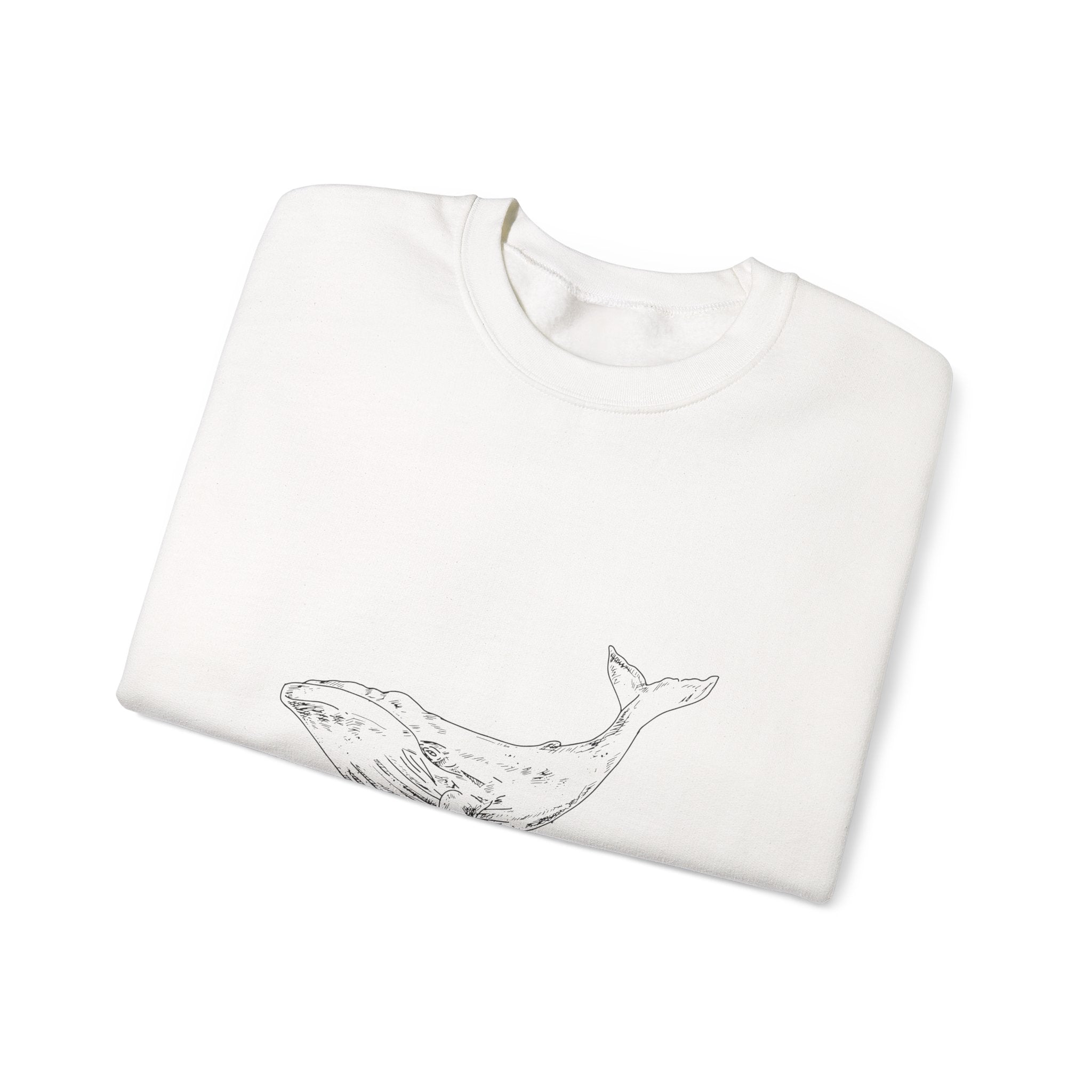 Whale Sketch Crewneck Sweatshirt — Minimalist Ocean Whale Graphic