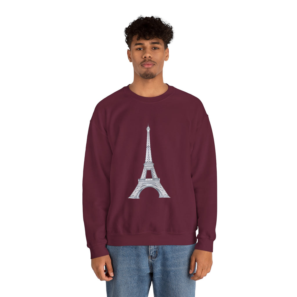 Eiffel Tower Graphic Crewneck Sweatshirt – Paris Skyline Pullover