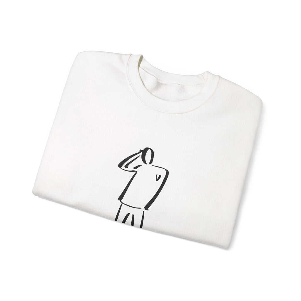 Minimalist Line Art Sweatshirt — Abstract Standing Figure Crewneck