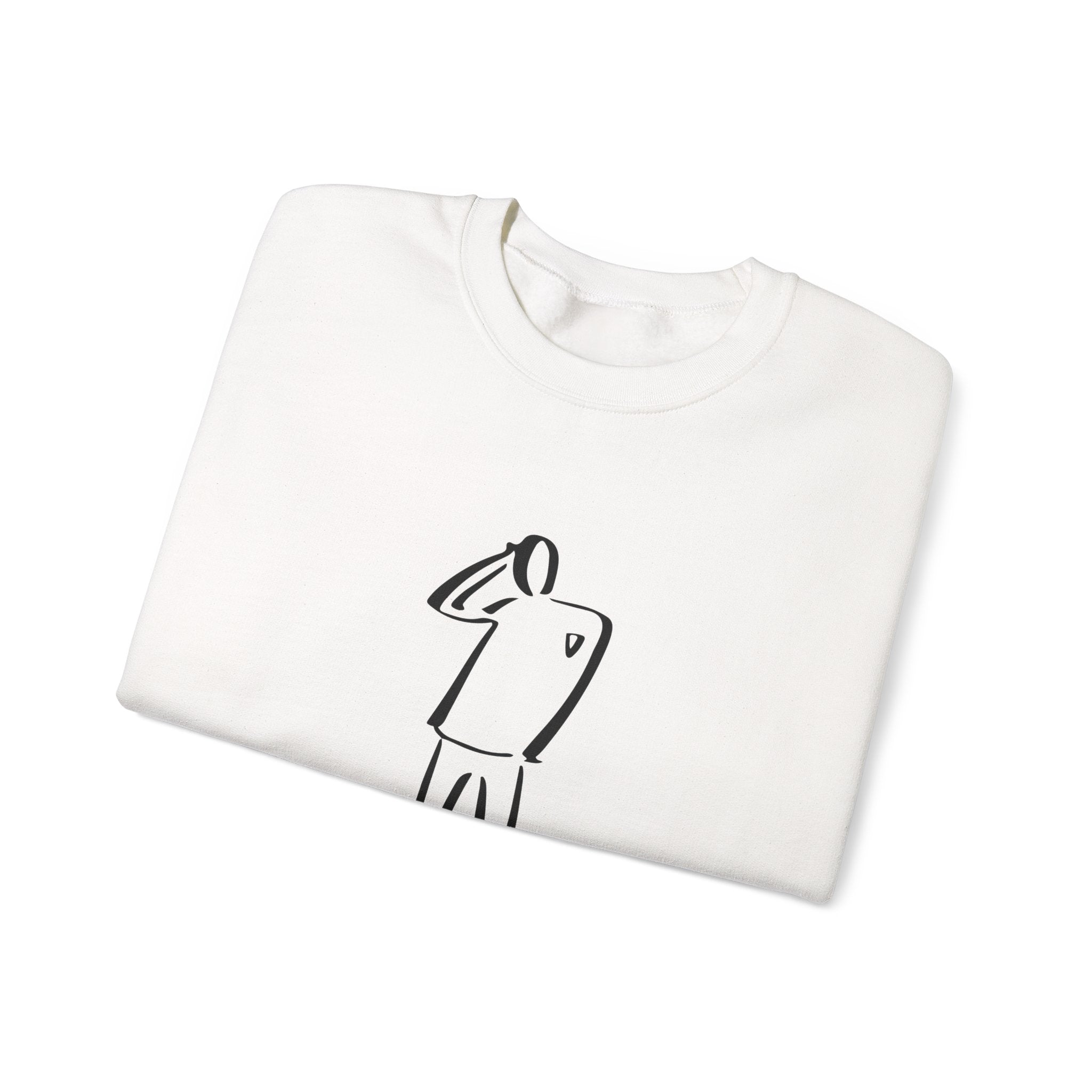 Minimalist Line Art Sweatshirt — Abstract Standing Figure Crewneck